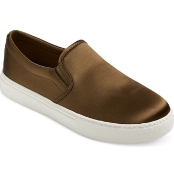 Olive green satin Charlotte sneakers slip on - Picture 3 of 3